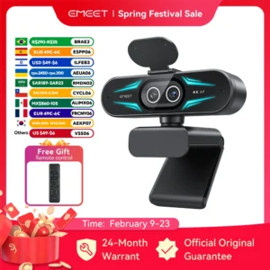 4K Webcam 1080P 60fps Web Camera EMEET C60E 4K Binocular USB Camera With RGB Light for Streaming/Gamer Video Camera for Computer